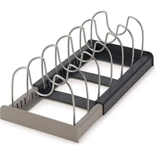 LUDA 7 Dividers Stainless Steel Kitchen Pot Lid Holder Expandable Pan Organizer Rack Drawer Type Adjustable Utensils Organize