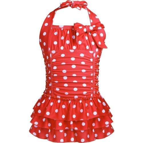 Kids Baby Girl Swimwear Polka Dot One-piece Swimsuit Summer Holiday Bathing Suit Halter Red Minni Dot Swimwear Bathing Suit
