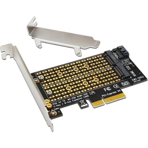 Dual SSD Adapter Converter Card M.2 NGFF to Computer PCIe X4 X8 X16 NVMe SATA Dual SSD PCI Express Adapter Cards with Brackets