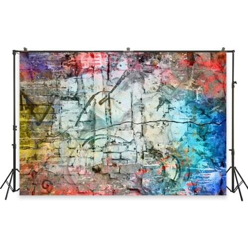 HUAYI Photography Backdrops Graffiti Brick Wall Newborn Studio Portraits Photobooth Background Birthday Photo Backdrop W-6517
