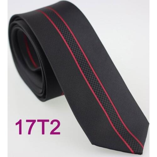 YIBEI Coachella Ties Black Narrow Tie With Black Small Geometric Red Vertical Striped Ties Slim For Men 6cm Jacquard Gravatas