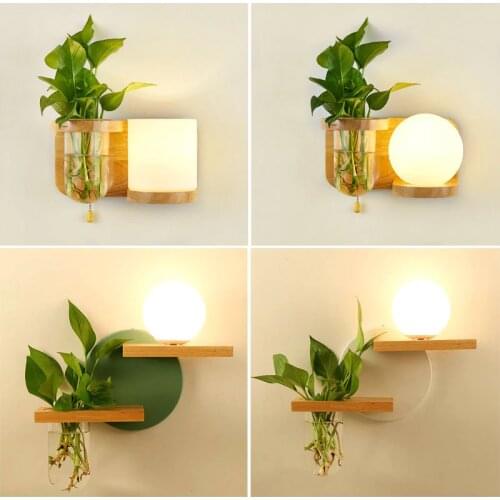 European-style personality bedroom green plants creative balcony living room aisle Japanese green plants LED wall light LX111213