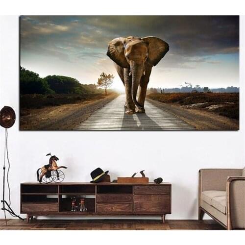 African Elephant HD Print Canvas Painting Animal Landscape Poster Wall Art Pictures for Living Room Home Decoration Murals