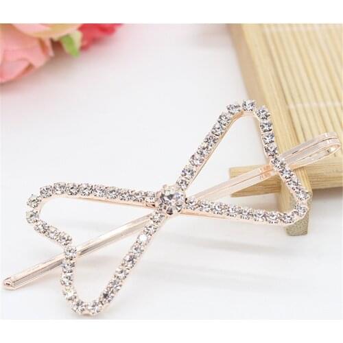Fashion Women Girls Alloy Hairpins Rhinestone Hollow Hair Clip Metal Barrette Wedding Party Hair Accessories