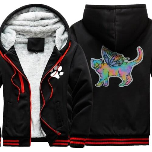 Cat Printing 2020 New Arrival Camouflage Mens Raglan Thicken Jackets Long Sleeve Casual Harajuku Retro Zipper sudadera hombre