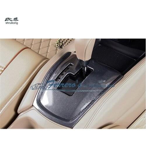 1PC ABS Carbon Fiber Peachwood Veins Gear Control Panel Cover Sticker Suitable for 2014-2018 Nissan X-trail T32
