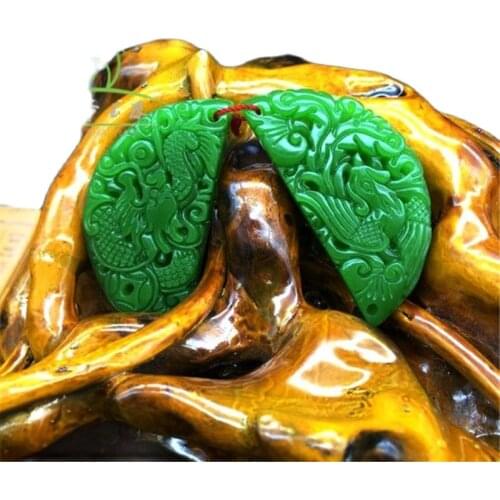 Natural Xinjiang Hetian Jade Dragon Jade Pendant Couples Jasper Dragon Phoenix Jade Pendant Jade Pendant
