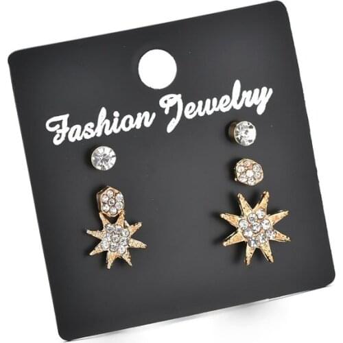 Creative Cute Fashion Crystal Sun Flower Statement Earrings for Women Fashion Geometric Cute Personality Stud Earrings Ear Nail