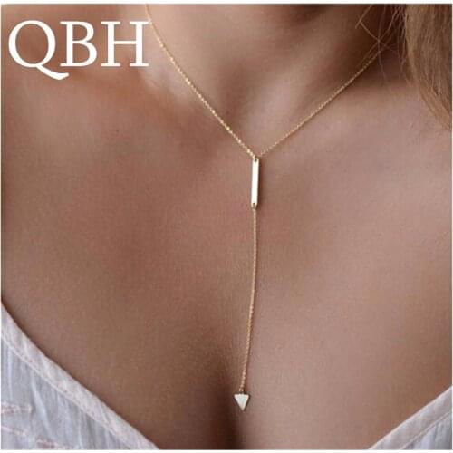 NK976 Minimalist Collier New Love Girl Hot Colar Vintage Triangle Chain Tassel Necklace Collares For Women Jewelry Choker kolye