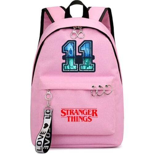 Newest! Stranger Things 4 Backpack Eleven Femme Pink School Bags Teenage Girls Anime Travel Bags Students Bagpack Female Mochila
