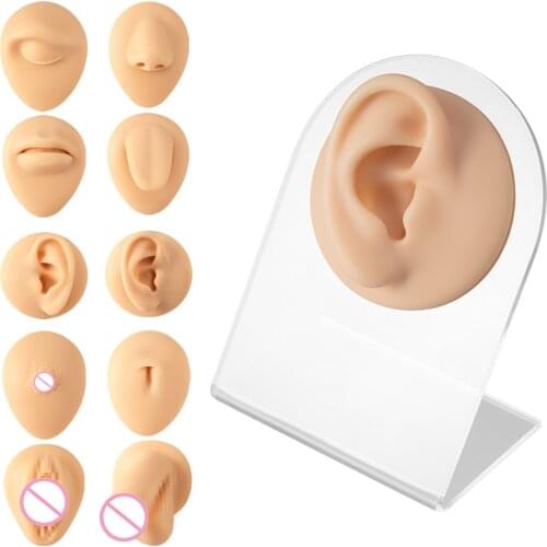 1PC New Display Teaching Tool For Jewelry Soft Silicone Press Needle Silicone Acupuncture Human Model Navel Nose Nipple Piercing