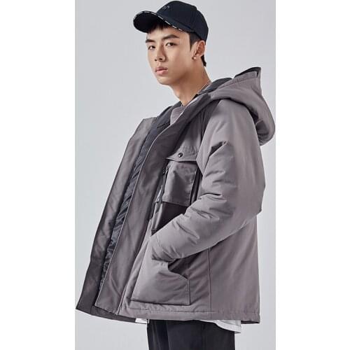 2019 Winter Men Cotton Parka Jacket Outdoor Coat Loose Korean Windproof Outwear Male Short Youth Casual Thicken Hooded KK3210