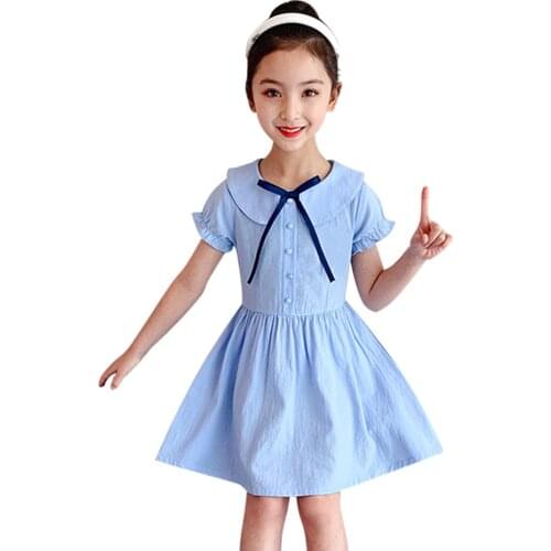 Dress For Girls Solid Color Dress For Girl Summer Dress For Kids Casual Style Costume For Girls 6 8 10 12 14