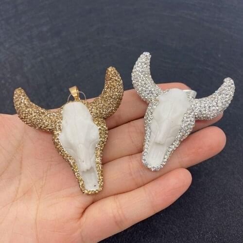 Wholesale Multicolor Bull Head Shape Pendant Acrylic Used In Jewelry Making DIY Handmade Accessories Beaded Decoration Fashion
