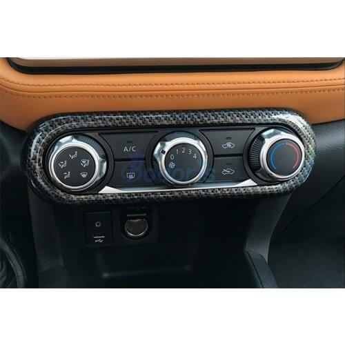 Carbon Fiber Look Center Control Air Conditioner Audio Switch Cover Car Styling For Nissan Kicks 2017 2018 2019 2020 Accessories