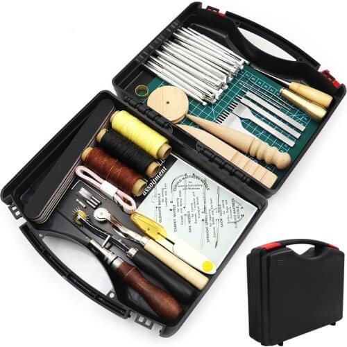 Professional Leather Craft Tool Kit Hand Sewing Needle Punching Engraving Kit Sewing Tool Accessories with Packaging Box