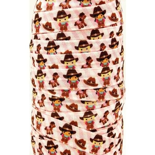 Q&N ribbon wholesale/OEM 5/8inch 16mm 161020007 little girl printed fox folded over elastic FOE for hairbows free shipping