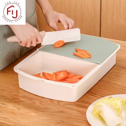 Japanese Style 3 In 1 Chopping Board Kitchen Innovative Multifunctional Clamshell Chopping Board With Storage Drain And Basket