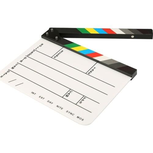 Director Video Scene Colorful Clapperboard TV Movie Clip Film Action Photographic Handmade Cut Prop Clapper Board with Pen Erase