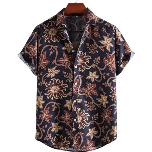 Floral Print Shirts Men Short Sleeve Casual Mens Aloha Shirt Beach Holiday Hawaiian Camisa Summer Brand Cosy Harajuku Streetwear