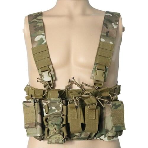 Outdoor Hunting Vest Tactical Triple Open-Top Mag Pouch FAST AK AR M4 FAMAS Mag Pouch With shaped Suspender Shoulder Strap