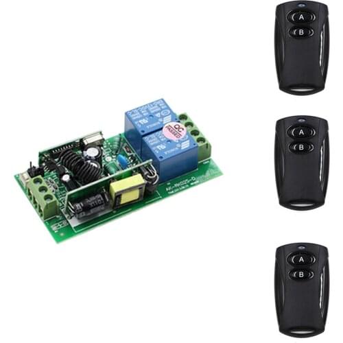 Smart Home AC85V-250V 10A Relay Receiver and 3pcs Black Transmitters RF Wireless Remote Control Switch with Cover