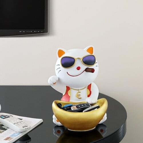 Entrance key storage decoration living room entrance wine cabinet home soft decoration office desktop lucky cat decoration