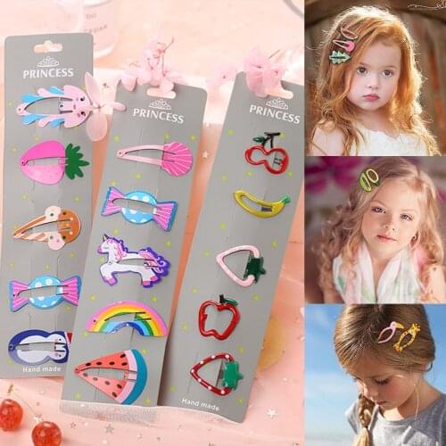 Sweet Girls Cute Cartoon Animals Fruit Star Shape Hairpin Summer Children Lovely Hair Clips Barrettes Kids Hair Accessories Gift