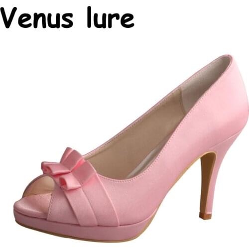 Wedopus High Heel Shoes for Women Pink Elegant Wedding Platform