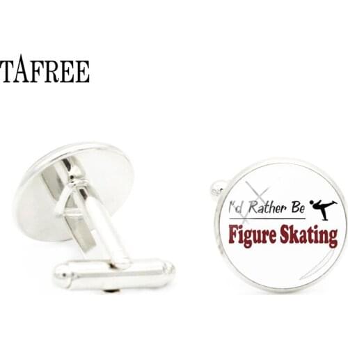 TAFREE Fashion figure skating Cufflinks Glass Cabochon Cufflink Men Handmade Shirt Cuff Links Jewelry ST69
