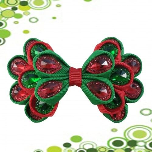 16pcs 3.5" Crystal Bow Wholesale price women girls l bow knot hairband flower design with diamond hair accessories free shipping