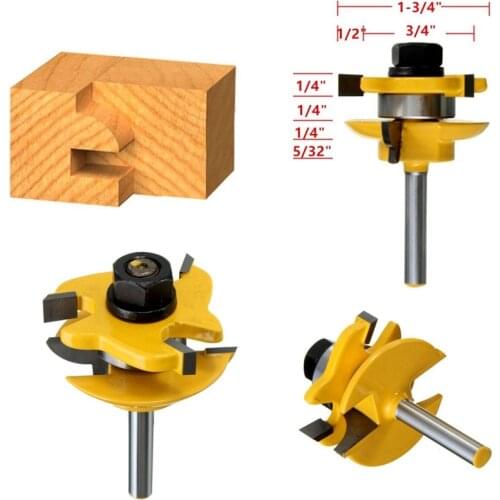 1/4" Shanks Round Over Rail & Stile with Cove Panel Raiser 3 Bit Router Bit Set Tenon Cutter for Woodworking Tools