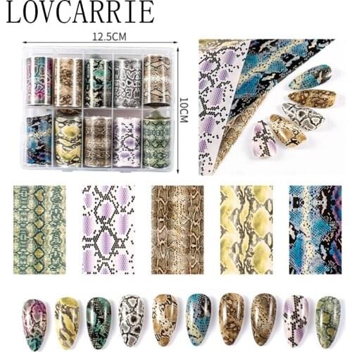 HOT 10 Roll/Set Snake Nail Stickers Transfer Foil Nail Art Sticker Snakeskin 3D Decals Slider Nail Accessories for Nails Design