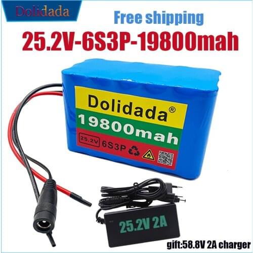 100% New 25.2V 19800Ah 6S3P 18650 Battery Lithium Battery 25.2v Electric Bicycle Moped /Electric/Li ion Battery Pack+Charger