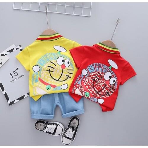 Cartoon Baby Boys Girls Clothes Suits Summer Cotton Short Sleeve Shirt + Shorts Pants 2Pcs Outfits Infant Children Clothing Sets