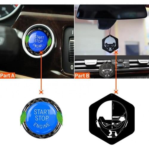 2Pc Car Start Stop Blue Button Sticker with Fragrance Tablet for BMW E90 E92 E93