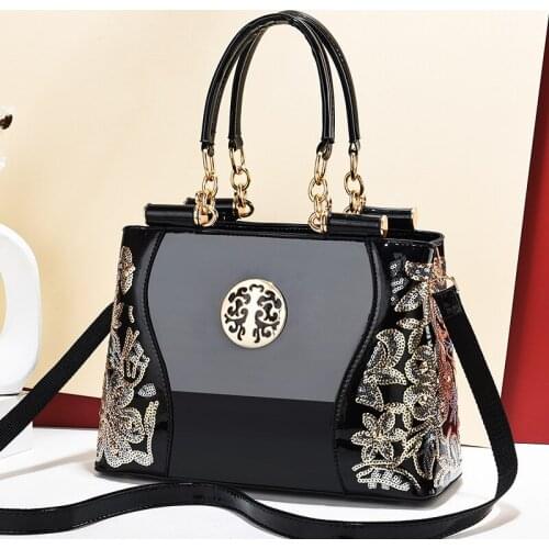 2021 High Quality Embroidery Women Handbag Patent Leather Shoulder Bag Female Crossbody Tote Casual Bolsa Feminina Evening