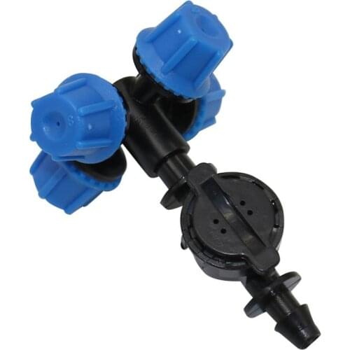 3 Sets 360 Degree 6mm 4 Head Atomization Fog Nozzles With Anti-drip Device Connector Garden Farm Irrigation Spray Nozzles