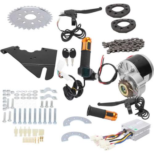 36V 250W/350W Electric Bike Conversion Motor Brush Controller Kit With Throttle Grip Chain Flywheel Brake Cable for 22-28in Bike