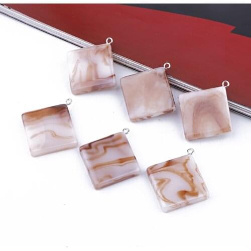 5pcs Geometric Square Resin Stone Earring Charms Pendant Connector Findings BOHO Drop Earrings Diy Jewelry Accessories F717