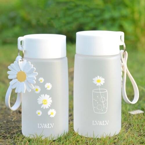 500Ml Cute Daisy Flower Plastic Water Bottle Creative Clear Water Bottle with Portable Rope Travel Tea Cup Kids Drinking Kettle