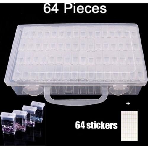 64pcs Plastic 5d Diamond Painting Accessories with Bottles Container Storage Box Diamant Painting Holder Daimond painting Box