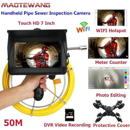 10/20/30/40/50/M 7" Wireless WiFi inspection video camera Industrial endoscope sewer pipe drain compatible with Android / IOS