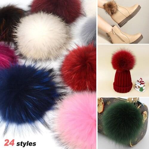 Big Size DIY Real Fox Fur Pompoms Raccoon Fur Pom Poms Balls Natural Fur Pompon For Hats Bags Shoes Scarves Accessories