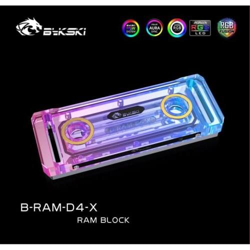 Bykski PC water cooling Memory card cooler Ram Water Block Acrylic Cover Support Two Ram Channel RBW RGB B-RAM-D4-X