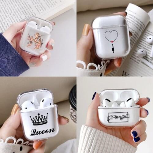 Heart Angel Queen Girl Rose Earphone Case For Apple iPhone Charging Box For AirPods Pro Hard Clear Protective Cover Accessories