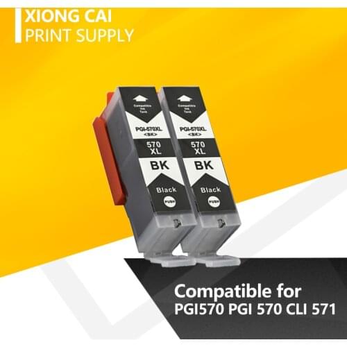 2pcs Black PGI570 PGI 570 Compatible Ink Cartridges For Canon PIXMA MG5750 MG5751 MG5753 MG6850 MG6851 MG6852 MG7750 PGI-570