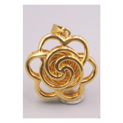 Pure Au750 18K Yellow Gold Pendant Men Women Gift Lucky Flower Pendant 2.2g / 19*15mm