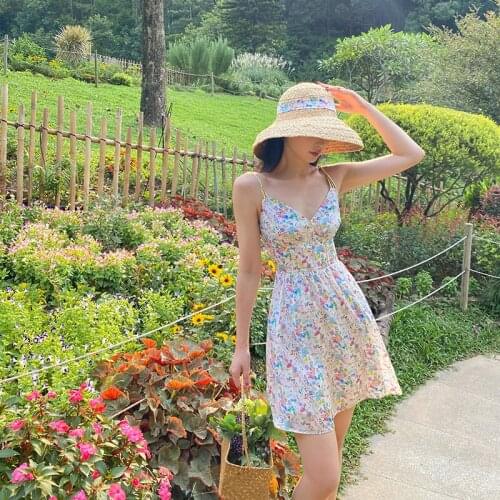 Floral Sling Dress 2021 Spring Womens Slim Dress