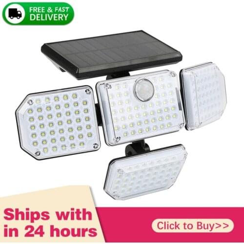 4 Head Flood Light 181 Led Solar Garden Light Outdoor With Motion Sensor Waterproof In-Ground Spotlight Wall Lamp Street Lantern